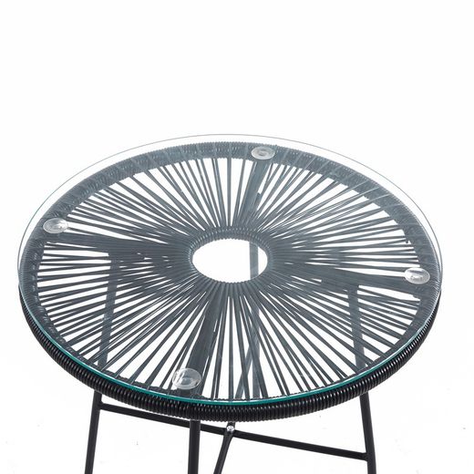 Ensemble table et fauteuil de terrasse en polyéthylène et métal noir | Acapulco
