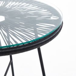 Ensemble table et fauteuil de terrasse en polyéthylène et métal noir | Acapulco