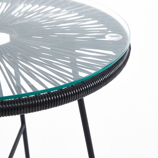 Ensemble table et fauteuil de terrasse en polyéthylène et métal noir | Acapulco