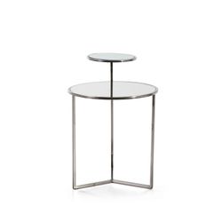 Stolik pomocniczy ze stali w kolorze srebrnym o podwójnej wysokości 58 x 45 x 60 cm