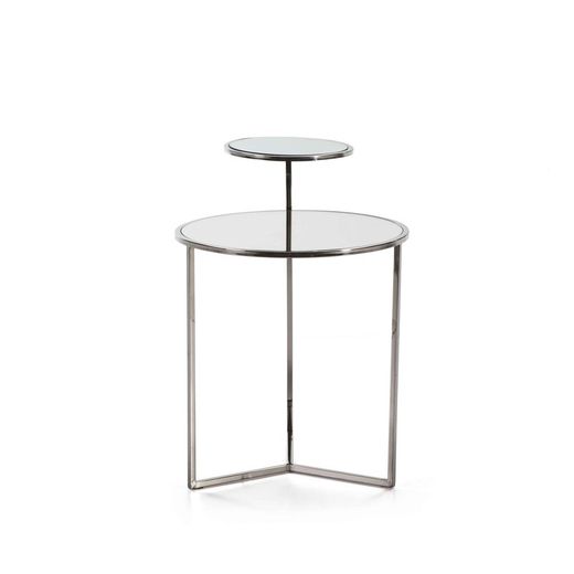 Stolik pomocniczy ze stali w kolorze srebrnym o podwójnej wysokości 58 x 45 x 60 cm