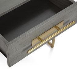 Coffee table in Wood and Grey/Gold Metal, 50x45x54cm