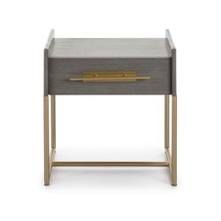 Coffee table in Wood and Grey/Gold Metal, 50x45x54cm