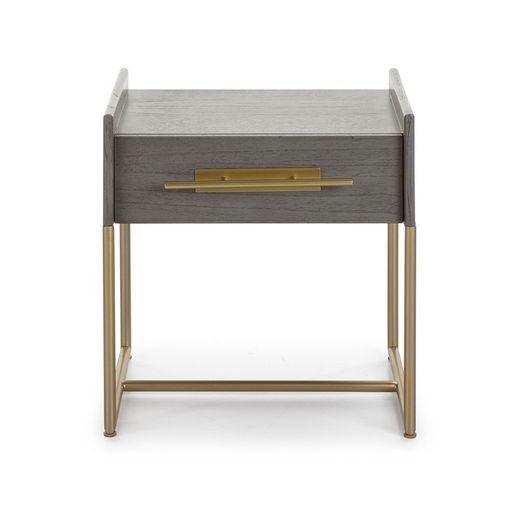 Coffee table in Wood and Grey/Gold Metal, 50x45x54cm