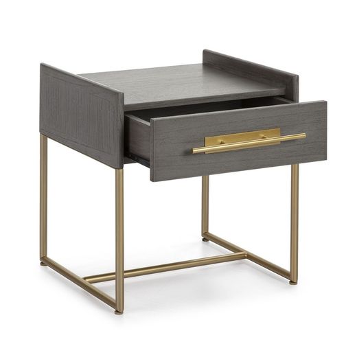 Coffee table in Wood and Grey/Gold Metal, 50x45x54cm