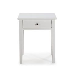BART Bedside Table in White Melamine and Pine, 46x36.4x55 cm
