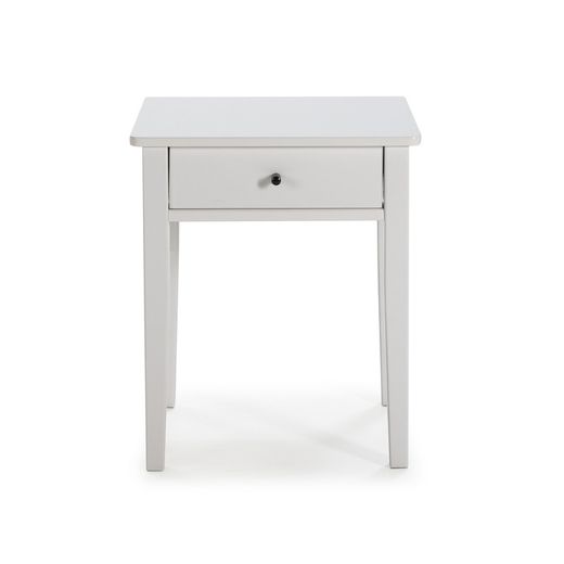 BART Bedside Table in White Melamine and Pine, 46x36.4x55 cm