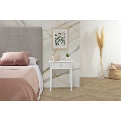 BART Bedside Table in White Melamine and Pine, 46x36.4x55 cm