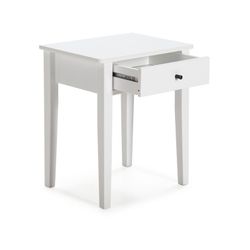 BART Bedside Table in White Melamine and Pine, 46x36.4x55 cm