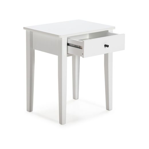 BART Bedside Table in White Melamine and Pine, 46x36.4x55 cm