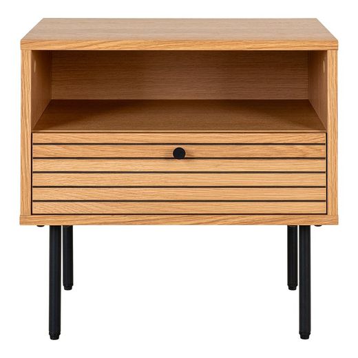 Nachttisch aus natürlichem Eichenfurnier, 50 x 40 x 50 cm | Kyoto