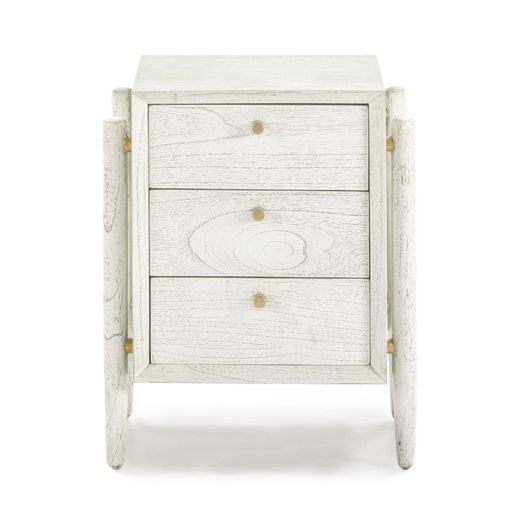 White wooden bedside table, 50x40x61 cm