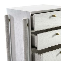 White wooden bedside table, 50x40x61 cm