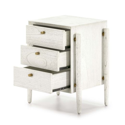 White wooden bedside table, 50x40x61 cm
