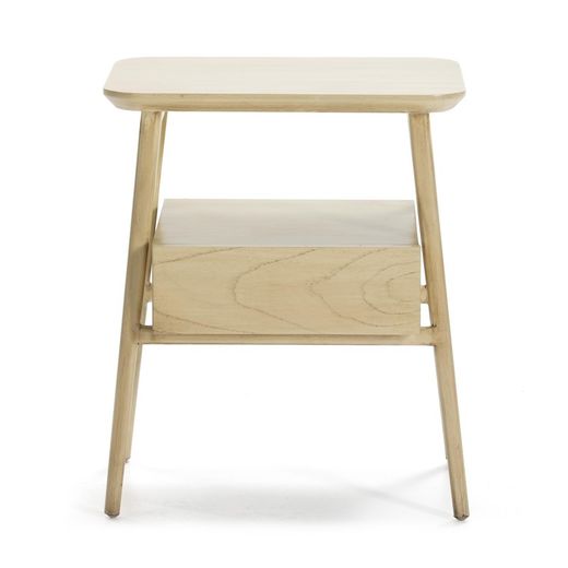 Bedside table in veiled white wood, 50x38x60 cm