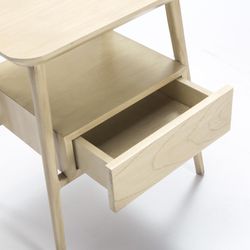 Bedside table in veiled white wood, 50x38x60 cm