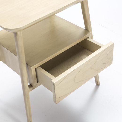 Bedside table in veiled white wood, 50x38x60 cm