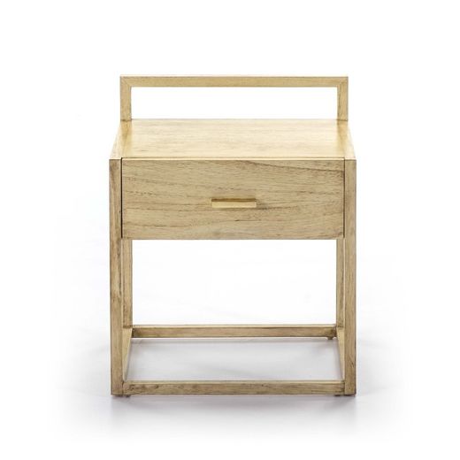 Bedside table in veiled white wood, 50x40x60, cm