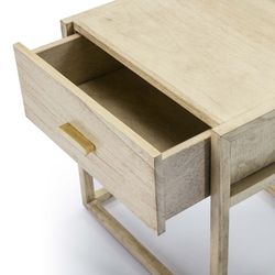 Bedside table in veiled white wood, 50x40x60, cm
