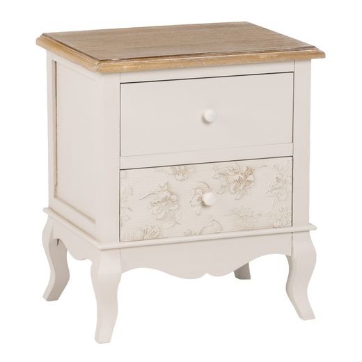 Mesa de cabeceira de madeira de cânfora bege e natural, 48 x 35 x 55 cm | senhora