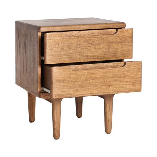 Mindi wood bedside table in natural, 55 x 45 x 64 cm | Slough