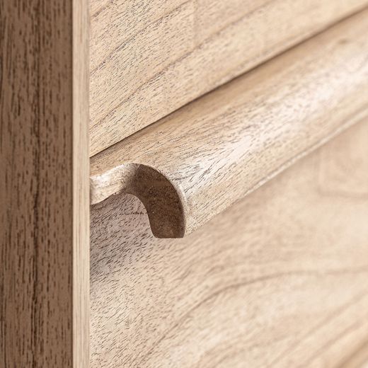 Mesita de noche de madera de mindi en natural, 55 x 48 x 65 cm | Nyry