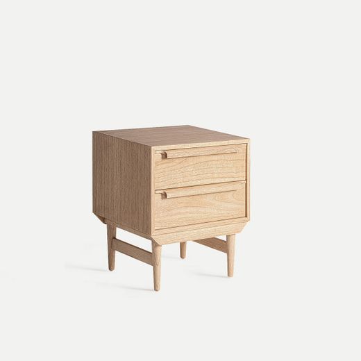 Mesita de noche de madera de mindi en natural, 55 x 48 x 65 cm | Nyry
