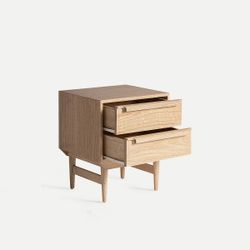 Mesita de noche de madera de mindi en natural, 55 x 48 x 65 cm | Nyry