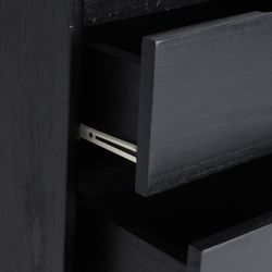 Mesita de noche de madera de mindi en negro, 50 x 45 x 60 cm | Demmin