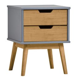 Nattbord i grått furu och trä, 40 x 40 x 52 cm