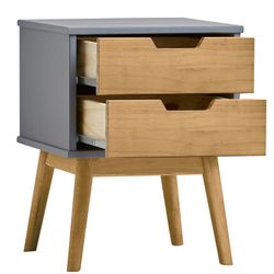 Nattbord i grått furu och trä, 40 x 40 x 52 cm