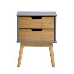Nattbord i grått furu och trä, 40 x 40 x 52 cm