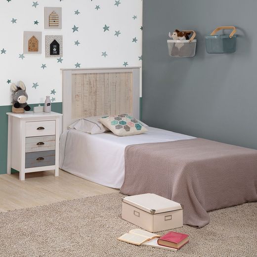 Chambre à coucher avec tête de lit, 2 tables de chevet et commode | romantique