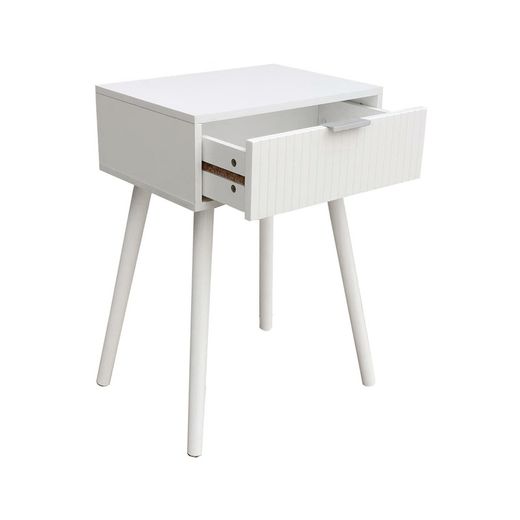 Biały drewniany stolik nocny, 40 x 30 x 60 cm | freya