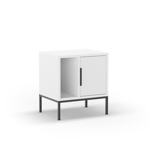 Mesita de noche de madera en blanco, 45 x 35 x 50 cm | Lani