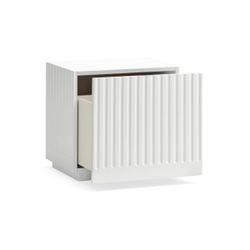 Mesita de noche de madera en blanco y crema, 52 x 38 x 50 cm | Doric