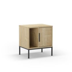 Wooden bedside table in oak color, 45 x 35 x 50 cm | Lani