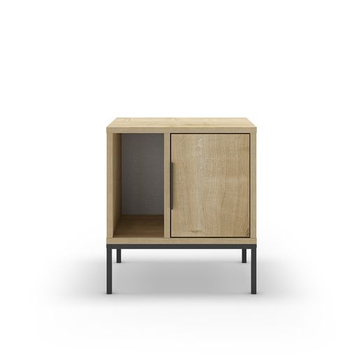 Wooden bedside table in oak color, 45 x 35 x 50 cm | Lani