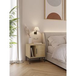 Wooden bedside table in oak color, 45 x 35 x 50 cm | Lani