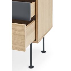 Table de chevet en bois de chêne et gris anthracite, 52 x 35 x 54 cm | Yoko