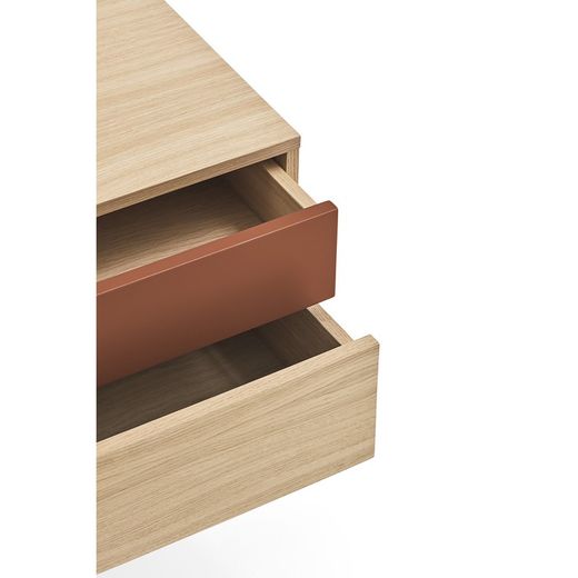 Table de chevet en bois couleur chêne et carrelage, 52 x 35 x 54 cm | Yoko