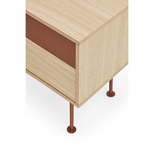 Table de chevet en bois couleur chêne et carrelage, 52 x 35 x 54 cm | Yoko