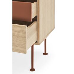 Table de chevet en bois couleur chêne et carrelage, 52 x 35 x 54 cm | Yoko