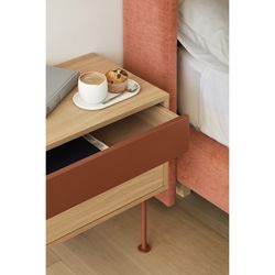 Table de chevet en bois couleur chêne et carrelage, 52 x 35 x 54 cm | Yoko