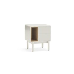 Mesita de noche de madera en crema, 48 x 35 x 55 cm | Corvo