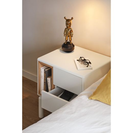 Table de chevet en bois crème, 48 x 35 x 55 cm | Corvo