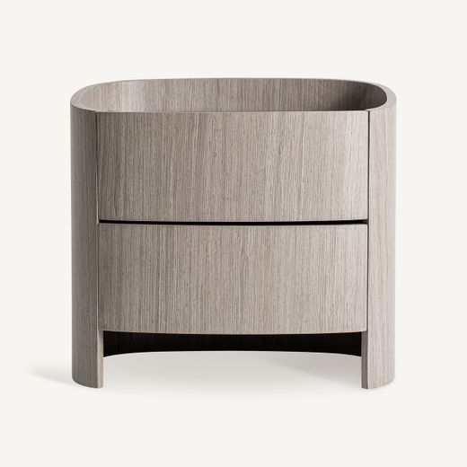 Mesita de noche de madera en gris, 55 x 42 x 51 cm | Burkina