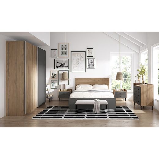 Ensemble de chambre, commode et 2 tables de chevet | malt
