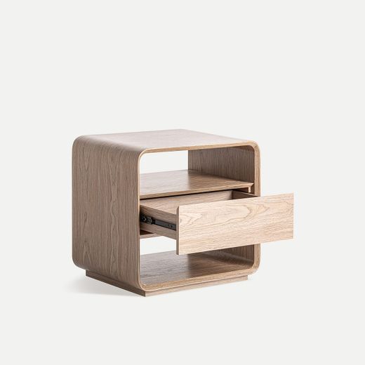 Mesita de noche de madera en marrón, 56 x 40 x 52 cm | Lira