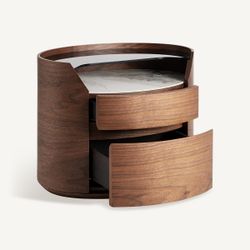 Mesita de noche de madera en marrón, 60 x 43 x 48 cm | Lecco